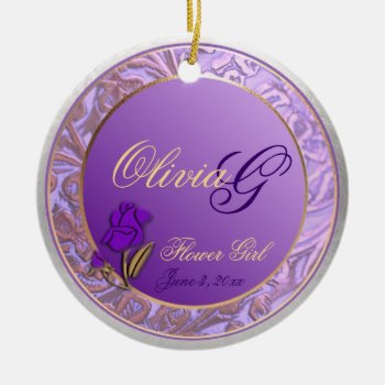 Customizable Lavender Purple Flower Girl Keepsake Ceramic Ornament by 4westies at Zazzle