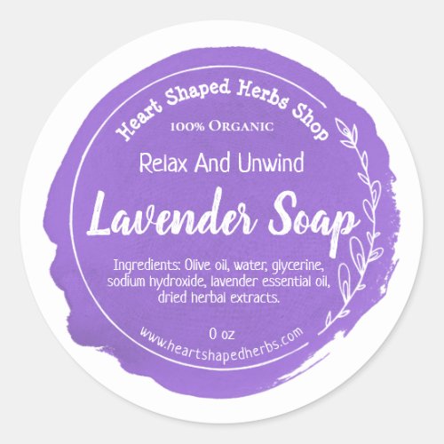 Customizable Lavender Soap Label Handmade Business