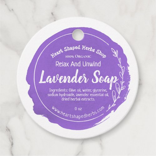 Customizable Lavender Soap Label Handmade Business