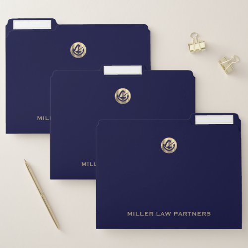 Customizable Law Firm File Folder Navy and Gold