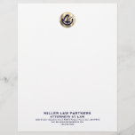 Customizable Law Firm Letterhead Elegant Gold Logo<br><div class="desc">Elevate your professional image with our Customizable Law Firm Letterhead. Designed for attorneys, law firms, and similar firms, this letterhead exudes elegance and sophistication. Featuring a striking gold logo and refined navy typography, this customizable letterhead showcases your firm's branding with a touch of prestige. Personalize the letterhead with your firm's...</div>