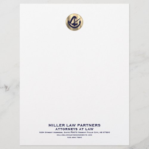 Customizable Law Firm Letterhead Elegant Gold Logo