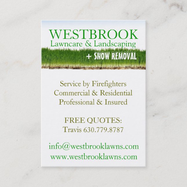 Customizable Lawncare & Landscaping Business Card (Front)