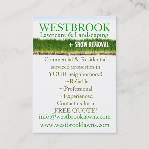 Customizable Lawncare &amp; Landscaping Business Card