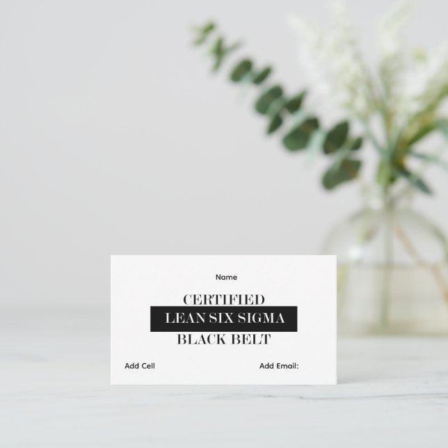 Customizable Lean Six Sigma Black Belt Business Card (Standing Front)