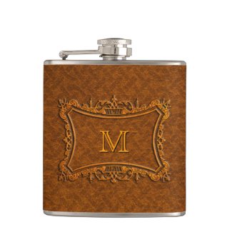 Customizable Leather Monogram Flask