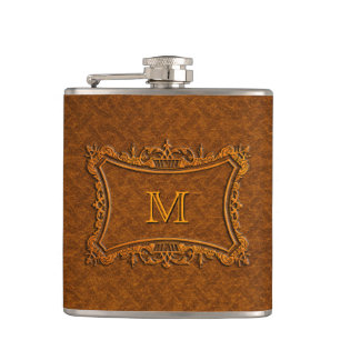 Customizable Leather Monogram Flask