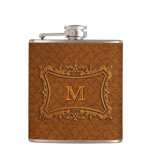Customizable Leather Monogram Flask