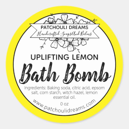 Customizable Lemon Bath Bomb Label Handmade