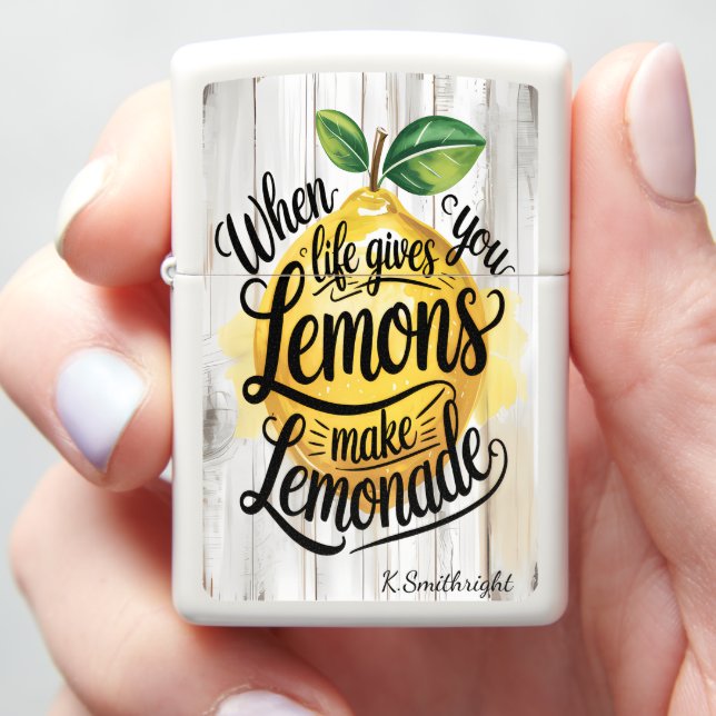 Customizable Lemon Life Zippo Lighter (In Hand)