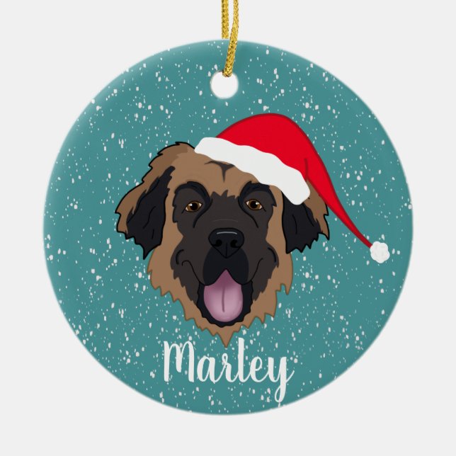 Customizable Leonberger Ceramic Ornament (Front)