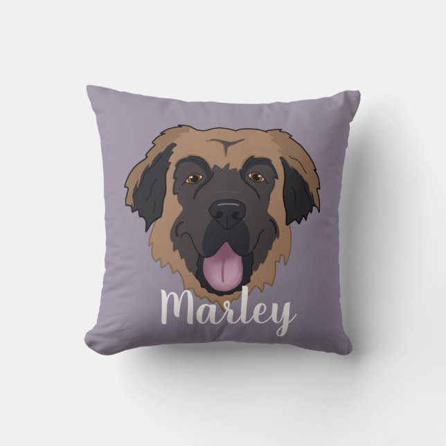 Customizable Leonberger Throw Pillow (Front)
