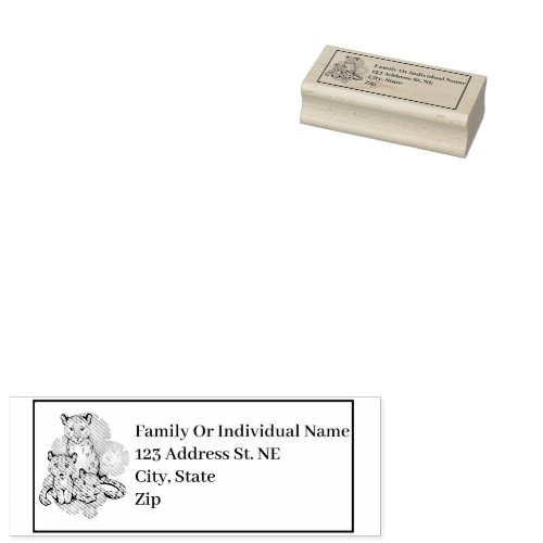 Customizable Leopard Family Name  Return Address Rubber Stamp