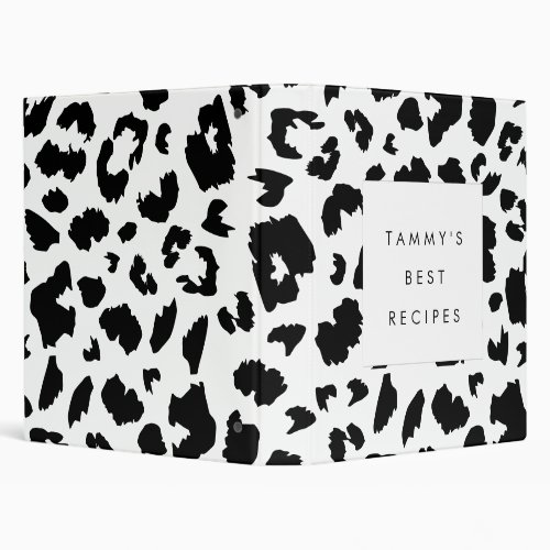 Customizable leopard print 3 ring binder