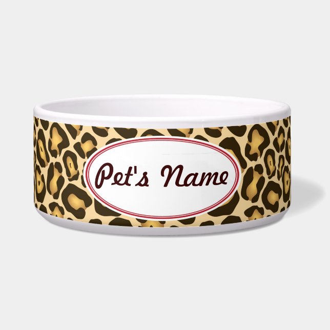 Customizable Leopard Print Dog Bowl (Front)