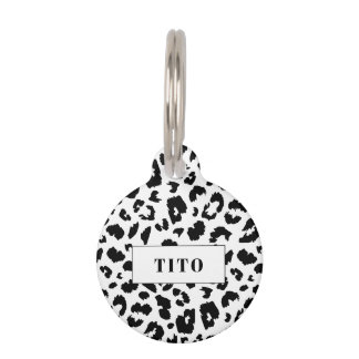 Customizable leopard print pet ID tag
