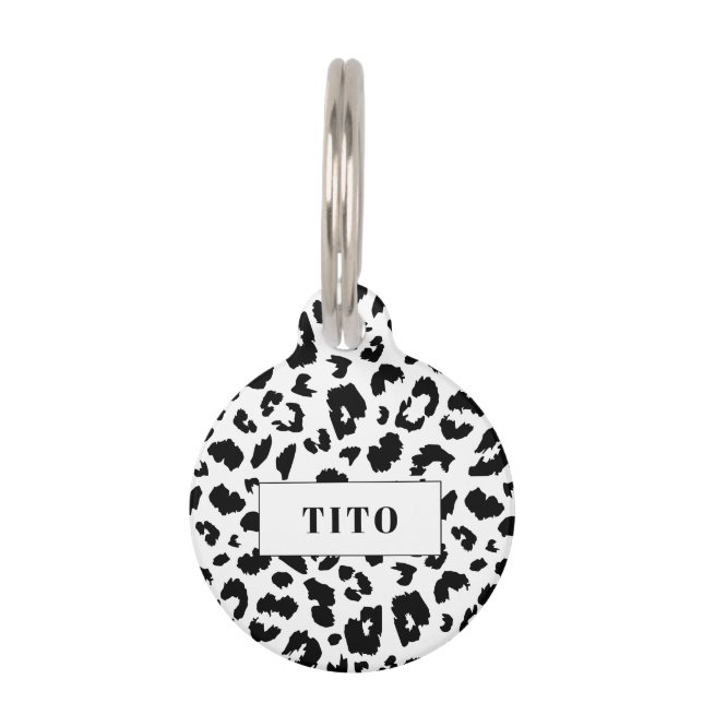 Customizable leopard print pet ID tag (Front)
