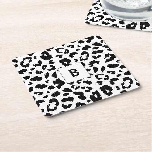 Customizable leopard print square paper coaster