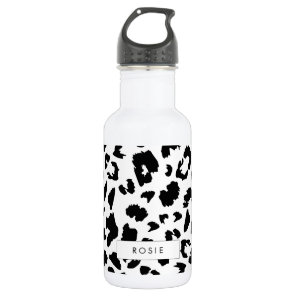 Customizable leopard print stainless steel water bottle