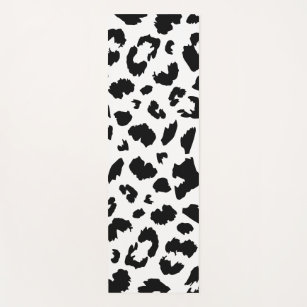 Black Leopard Print Pattern Yoga Mat by aesthetic