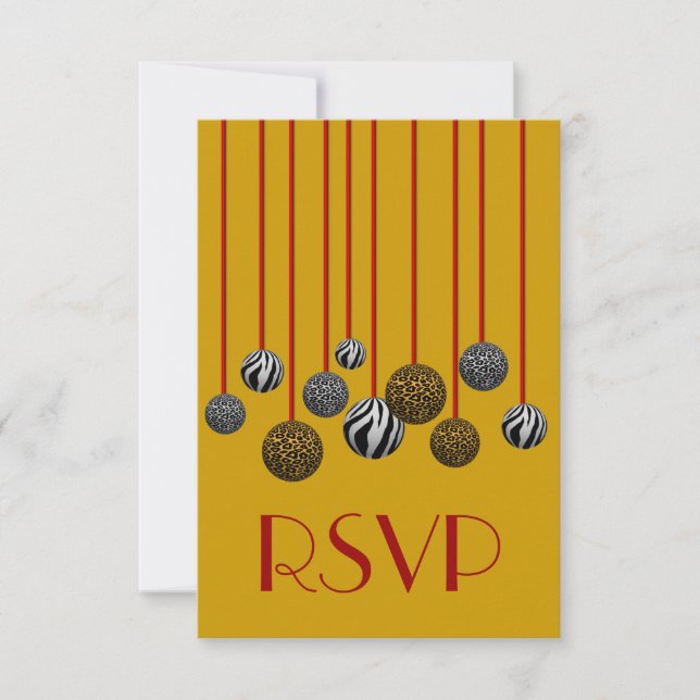 Customizable Leopard & Zebra Ornaments RSVP Card (Front)