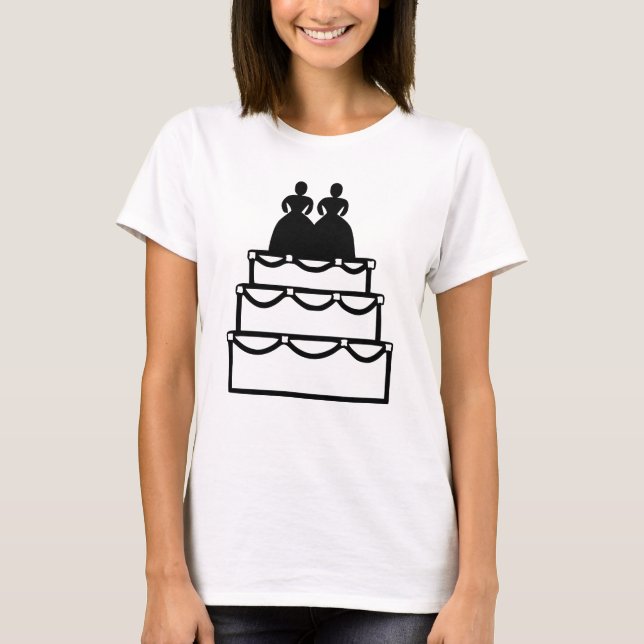 Customizable Lesbian Love Wedding Cake  T-Shirt (Front)