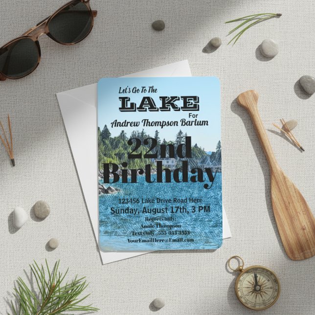 Customizable Let's Go To The Lake Birthday  Invitation (Customizable Let's Go To The Lake Birthday Invitation)