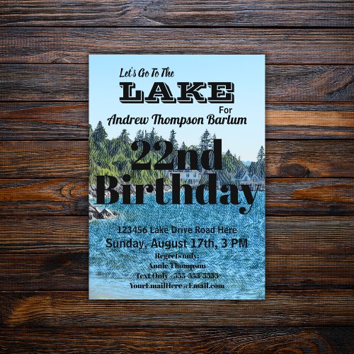 Customizable Lets Go To The Lake Birthday  Invitation