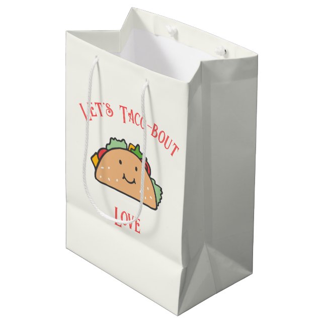 Customizable Let's Taco-bout Love Medium Gift Bag (Front Angled)