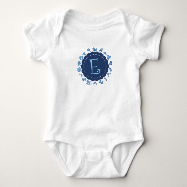 Customizable Letter "E" Baby Bodysuit (Front)