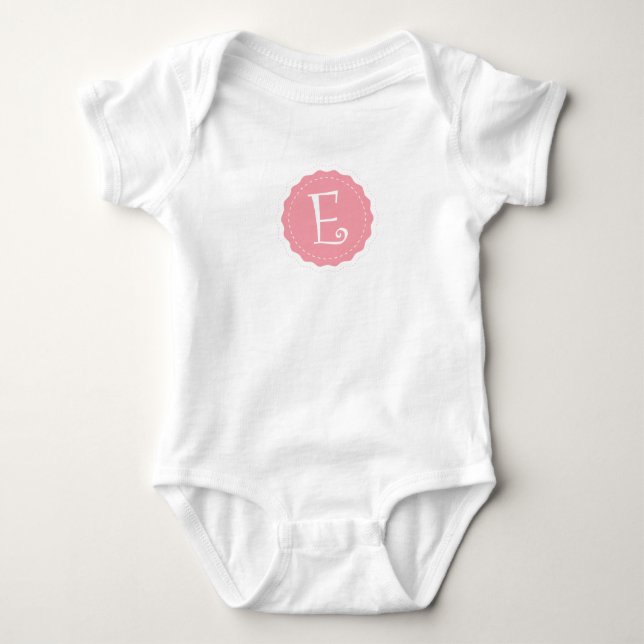 Customizable Letter "E" Baby Bodysuit (Front)