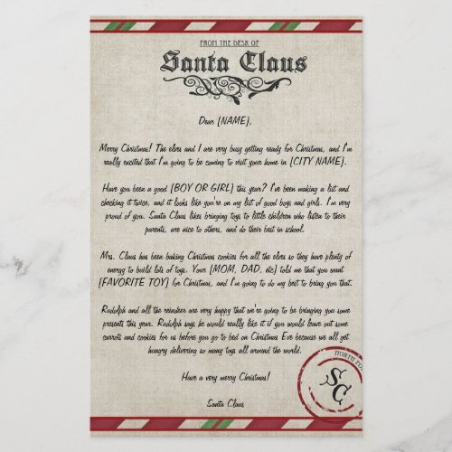 Customizable Letter From Santa