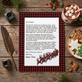 Customizable Letter From Santa Red & Black Plaid