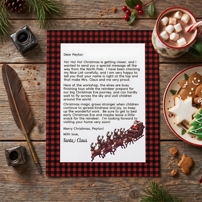 Customizable Letter From Santa Red & Black Plaid (Creator Uploaded)