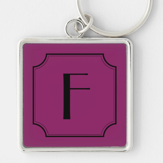 Customizable Letter Square Cut Corners Key Chain (Front)