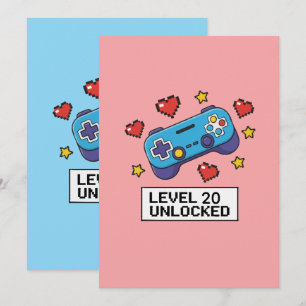 Customizable Level Unlocked Gamer Gift Invitation