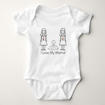 Customizable Lgbt 2 Moms & Baby Baby Bodysuit by MishMoshTees at Zazzle