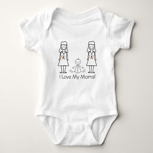 Customizable LGBT 2 Moms & Baby Baby Bodysuit (Front)