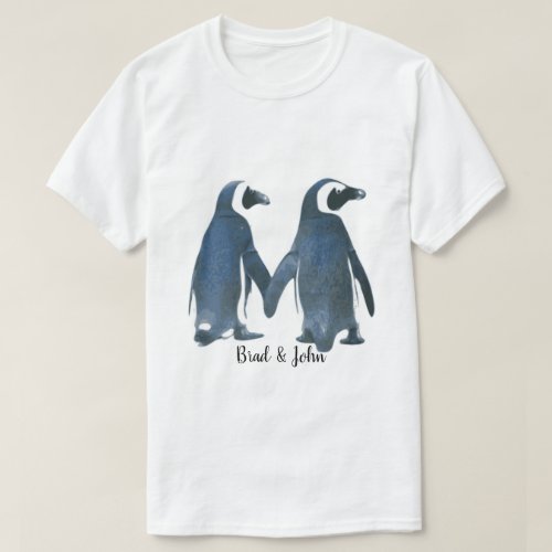 Customizable LGBTQ Gay Penguins in Love T_Shirt