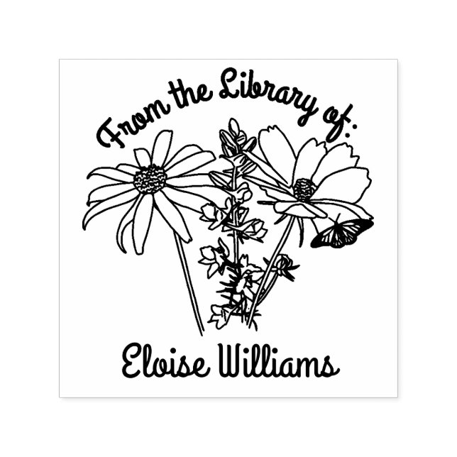 Customizable Library of Flowers Wood Art Stamp (Design)