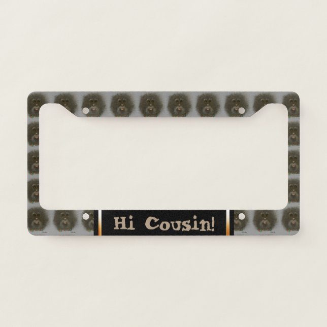 Customizable license plate frame Hi Cousin monkey (Front)