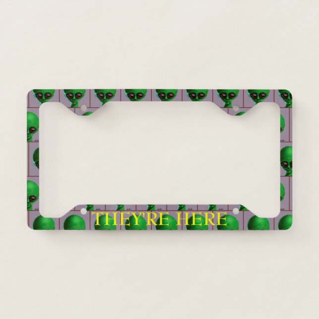 Customizable License plate Little Green Men License Plate Frame (Front)
