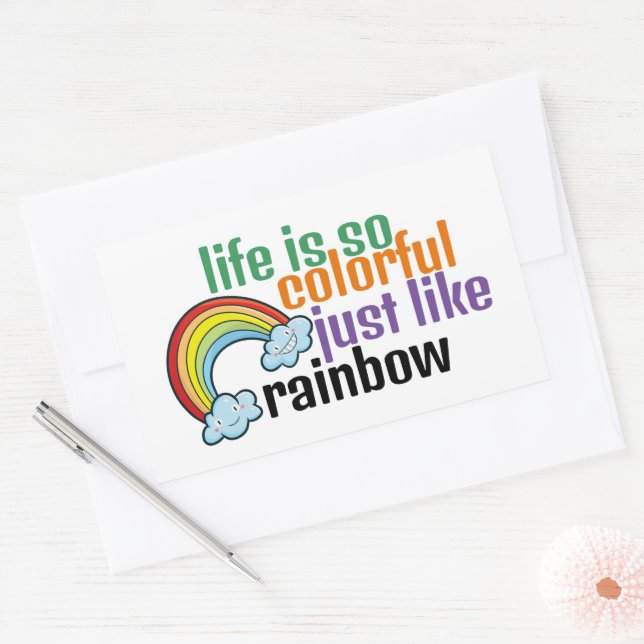 Customizable Life just like rainbow Rectangular Sticker (Envelope)