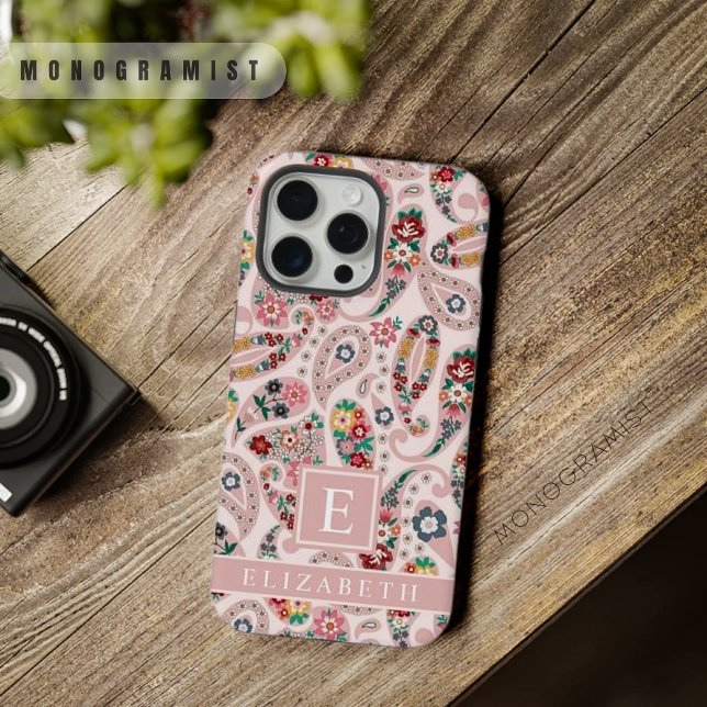 Customizable Light Dark Baby Pink Paisley Pattern iPhone Case (Customizable Light Dark Baby Pink Paisley Pattern iPhone Case)