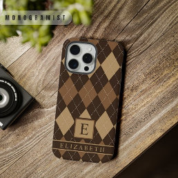 Customizable Light Dark Chocolate Brown Argyle iPhone 15 Pro Max Case