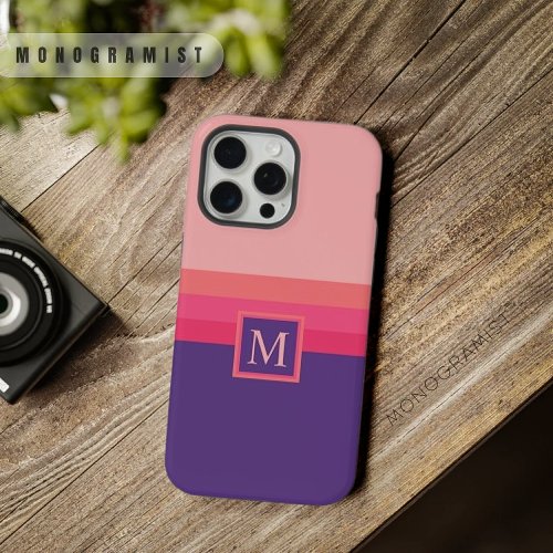 Customizable Light Dark Pink Purple Color Block iPhone 15 Pro Max Case