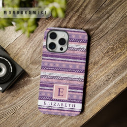 Customizable Light Dark Pink Purple White  Aztec iPhone 15 Pro Max Case