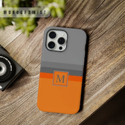 Customizable Light Grey Dark Orange Color Block iPhone 15 Pro Max Case