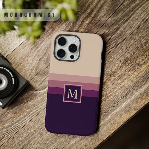 Customizable Light Grey Dark Purple Color Block iPhone 15 Pro Max Case