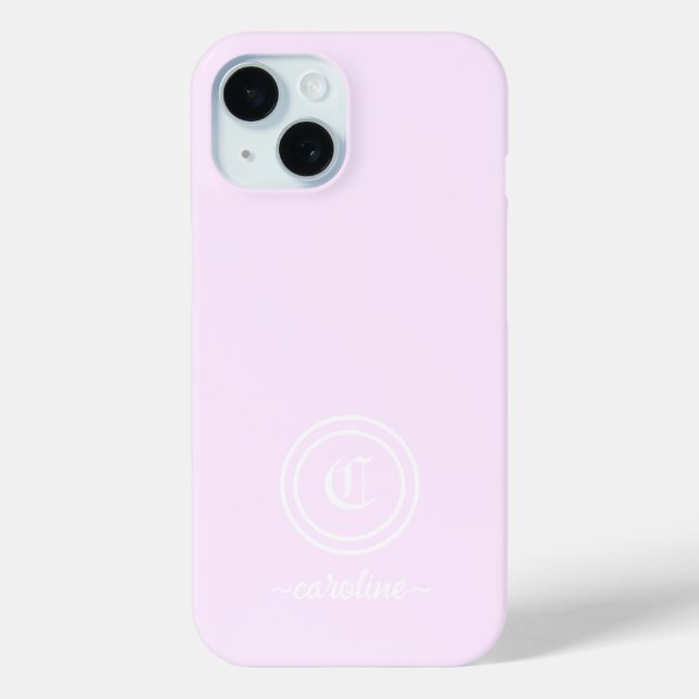Customizable Light Purple Monogram & Name Phone Ca Case-Mate iPhone Case (Back)